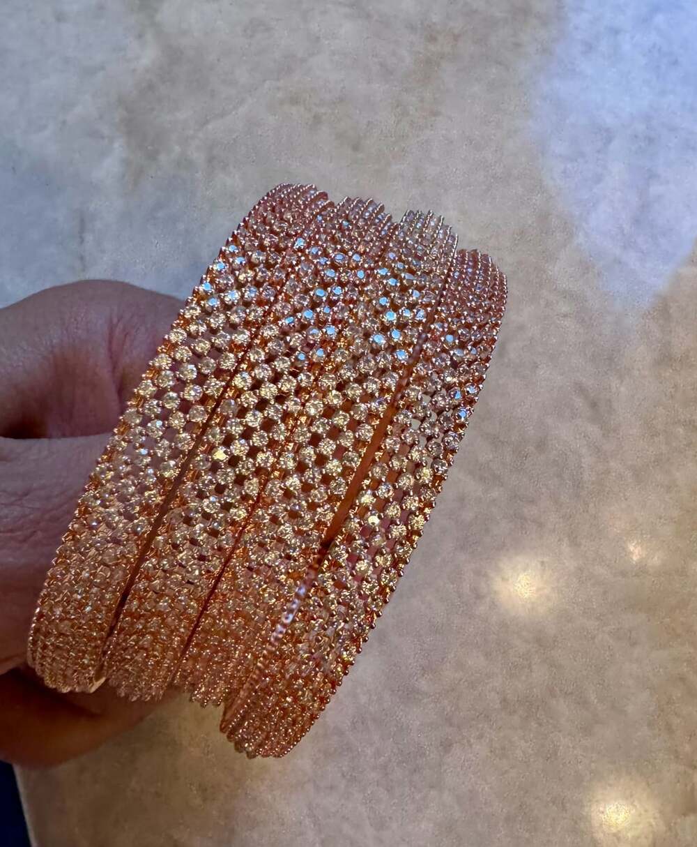 4 New Rose Gold Indian Bangle Set Size 2-8 diameter 2.5”